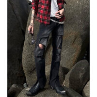 [CHÍNH HÃNG] - Distressed Bootcut Jeans - nsoh - quần jeans rách form bootcut - XANH/ĐEN
