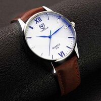 [CHÍNH HÃNG] Đồng hồ nam Yazole 318 dây da (Trắng Nâu)