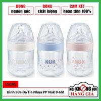 [CHÍNH HÃNG ĐỨC] Bình Sữa Cổ Hẹp Nhựa PP Đa Tia Silicone Dẹt Chỉnh Nha NUK Nature Sense 150Ml Cho Trẻ 0-6 Tháng Tuổi