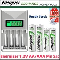 Chính Hãng Energizer Pin Sạc 1.2V AA 2000mAh/AAA800mAh Vỉ 4/8 Viên Bộ  máy sạc Made in USA