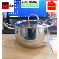 [Chính hãng FiveStar] Size 18cm - Nồi inox 3 đáy sandwich inox 430 cao cấp Fivestar Standard bếp từ nắp inox