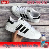 [Chính Hãng] [FREE SHIP] Giày Adidas Trơn Sọc Đen Trắng Gía Rẻ Kèm VIDEO . 2020 Xịn Nhẩt