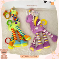 [Chính Hãng Happy Monkey] Lục Lạc Nhồi Bông Hươu Cao Cổ Treo Nôi, Gặm Nướu, Phát Triển Giác Quan Cho Bé