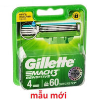 Chính hãng Hộp 4 Lưỡi Dao Cạo Gillette Mach 3 Sensitive