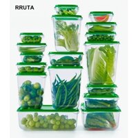 [Chính hãng IKEA] Bộ 17 hộp nhựa đựng thực phẩm PRUTA (xanh lá)