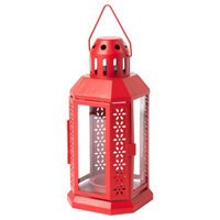 [Chính hãng IKEA] Đèn lồng đựng nến Tealight trang trí trong/ngoài nhà ngoài đỏ rực rỡ 22cm