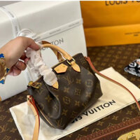 [Chính hãng kèm hộp đóng gói] LOUIS-VUITTON Cổ điển lão thị có thể tháo rời Dây đeo vai có thể điều chỉnh có thể tháo rời bằng vải Canvas với viền da bò Túi xách Retiro L-V Túi đựng bánh bao nữ màu nâu đích thực