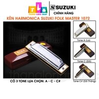 Chính Hãng Kèn harmonica suzuki folk master 1072 10 lỗ cấu tạo note đa dạng, 20 Lưỡi Gà, 3 Tone Lựa Chọn