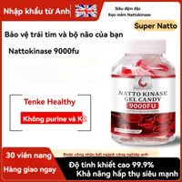 Chính hãng-Kẹo mềm Nattokinase 9000FU nhập khẩu từ Anh giúp tăng cường lưu thông máu, tốt cho tim mạch (30 viên)