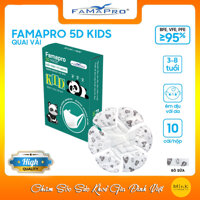CHÍNH HÃNG Khẩu trang y tế trẻ em quai vải Famapro 5D Mask Kid - Bé Dưới 10 Tuổi  HỘP  - Bò Sữa - 1 HỘP