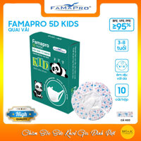 CHÍNH HÃNG Khẩu trang y tế trẻ em quai vải Famapro 5D Mask Kid - Bé Dưới 10 Tuổi  HỘP  - Cá Heo - 1 HỘP