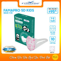 CHÍNH HÃNG Khẩu trang y tế trẻ em quai vải Famapro 5D Mask Kid - Bé Dưới 10 Tuổi  HỘP  - KITTY - 1 HỘP