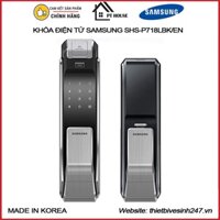 [CHÍNH HÃNG] Khóa điện tử Samsung SHS-P718LBK/EN nhập khẩu Hàn Quốc - Khóa cửa điện tử thông minh vân tay, bluetooth