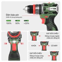 {Chính Hãng} Khoan Pin AKUZA K7 4 in 1 Có Búa- Khoan pin 16,8V Không Chổi Than Đầu Kẹp Autolook 10mm