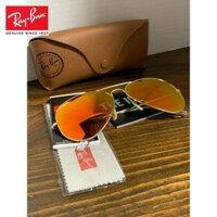 [Chính Hãng] Kính râm phi công Rayban cho nam nữ Gọng Vàng Cam Flash RB3026 112/69 62mm