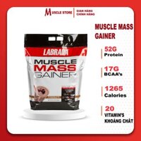 Chính hãng Labrada Muscle Mass Gainer 5.4kg Sữa Tăng Cân Tăng Cơ Bổ Sung 1265 Calo, 52g Protein & Vitamin - Chocolate - Bình Lắc Màu Ngẫu Nhiên