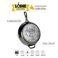 Chính hãng LOGDE - MỸ Chảo gang đúc, đáy hình nai Lodge 26 cm - L8SKWLDR. Chảo dùng chiên, rán, nướng, áp chảo.