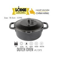 Chính hãng LOGDE - MỸ Nồi gang Lodge 18.5cm - L1SP3 - dung tích 0.95 lít. Dùng kho cá, nướng gà, nướng bánh, cơm, canh