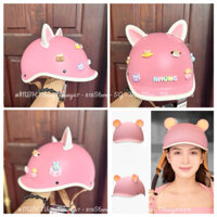 [CHÍNH HÃNG] Mũ bảo hiểm 1/2 Cá Heo NA kiểu Nhật- Nón cho bé Trên 25kg và Người Lớn Cao cấp Kèm Chamr và tai mèo tai gấu