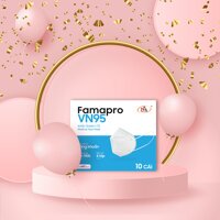 Chính hãng Nam Anh - Khẩu trang Famapro VN95 4 lớp màu trắng lọc bụi, kháng khuẩn 10 cáihộp - 1 HỘP