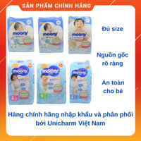 [Chính hãng nhập khẩu bởi Unicharm] Bỉm Moony xanh cộng miếng đủ Size