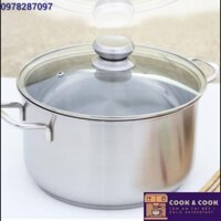 [CHÍNH HÃNG] Nồi Inox Bếp Từ 3 Đáy Vung Kính VIETCOOK size 16, 18, 20, 22, 24, 26, 28, 30, 32 cm cao cấp nồi luộc gà