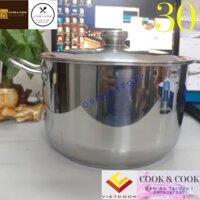 [CHÍNH HÃNG] Nồi luộc gà inox 10- 15 lít size 30 cm 1 đáy & 3 đáy từ và