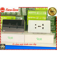 (Chính hãng) Ổ cắm điện âm tường mặt kính cao cấp 3500W Rạng Đông -Ổ cắm đôi 2 chấu, 3 chấu đa năng Model: OCAT06K