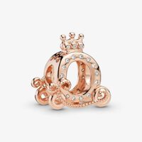 CHÍNH HÃNG - PANDORA Charm Crown O Carriage (Rose-gold 14k plated, Clear Zircona) - Hạt trang trí vòng tay hình cổ xe..