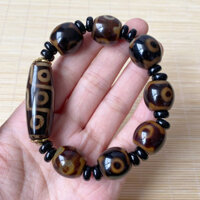 Chính Hãng Phong Cách Tây Tạng Chín Mắt Dzi Hạt Đá Thô Mã Não Vòng Tay Nam Nữ Cặp Đôi Phong Cách Chuyển Hạt Vòng Tay Retro Phong Cách Dân Tộc