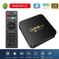 Chính Hãng Q96 MAX Smart TV Box Android11 Amlogic S905 2.4G Quad Core 4K HD Set Top Box Media Player