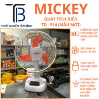 (CHÍNH HÃNG) Quạt tích điện Mickey TD-914 AC/DC MẪU MỚI 2024 2 bình ắc quy, sải cánh 14 inch, có cổng sạc điện thoại