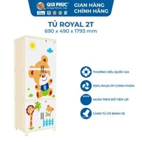[Chính hãng Qui Phúc] Tủ nhựa treo quần áo ROYAL 2 tầng, 100% nhựa chính phẩm, an toàn cho bé