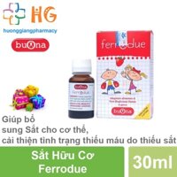 Chính Hãng Sắt hữu cơ cho bé Ferrodue bổ sung sắt nhỏ giọt giảm thiếu máu ốm yếu xanh xao ở trẻ em vị dâu Lọ 15ml