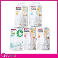 (Chính Hãng) Set 2 núm ty Pigeon thay thế cho bình sữa cổ hẹp size S, M, L, Y