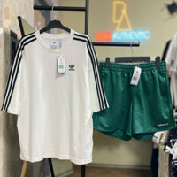 Chính Hãng Set quần áo Adidas 3 sọc oversized Trắng Xanh lá shop Binh Authentic VN