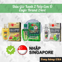 【CHÍNH HÃNG SINGAPORE】Dầu Gió Xanh, Dầu Khuynh Diệp 2 Nắp Con Ó Eagle Brand 24ml - Tony Hàng USA​