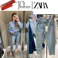 (Chính hãng size 34) Quần jean lưng cao ZARA 7223/024/406 Z1975 momfit kiểu rách cạp(kèm ảnh thật)