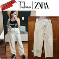 (Chính hãng size 36)Quần jean lưng cao ZARA 9632/042/712 ZW the ALMA màu kem(kèm ảnh thật)