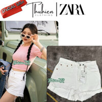 (Chính hãng size 36)Quần short jean lưng cao ZARA 4365/017/250 màu trắng gấu gập kiểu(kèm ảnh thật)