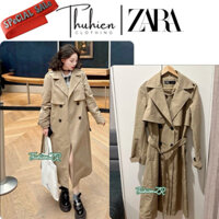 (Chính hãng size S) Áo măng tô ZARA 3046/051/743 vải polyester màu beige bốn cúc đen(kèm ảnh thật)