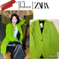(Chính hãng size S)Áo vest ZARA 2278/707/500 OVERSIZED màu xanh neon một cúc(kèm ảnh thật)