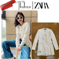 (Chính hãng size S)Áo vest ZARA 2374/700/727 màu kem dáng dài nút tròn hai túi giả(kèm ảnh thật)
