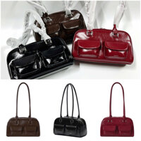 CHÍNH HÃNG - STAND OIL CHUBBY BAG - BLACK/MARRON/RED W.INE - Túi xách, đeo vai màu đen/nâu/đỏ rượ.u