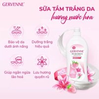 Chính hãng Sữa tắm trắng da Gervenne huognw nước hoa dâu tây bạch tuyết và lily hồng 900ml - 1200ml