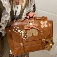 Chính Hãng Tự Chế Retro Gấu Band-Aid Croissant Clasp Melade JK Ba Lô Đeo Chéo Phù Hợp Với Cặp Đồng Nhất Túi