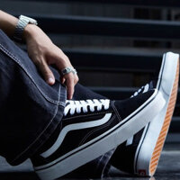 [Chính Hãng] Vans cũ Skool giày trắng đen cổ điển | Giày Skate đen với viền trắng