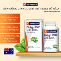 [CHÍNH HÃNG] Viên Bổ Não VITAHEALTH Ginkgo 2500 With DHA Tăng Tuần Hoàn Não, Giảm Đau Đầu, Chóng Mặt