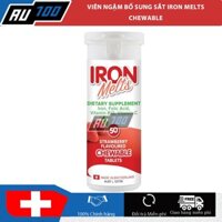 [CHÍNH HÃNG] Viên ngậm bổ sung sắt Iron Melts Chewable - THUỴ SĨ [bổ máu, bổ sắt, vitamin C, B12, acid folic] - AU100