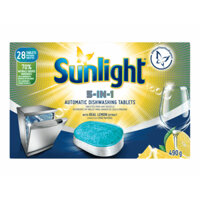 [Chính Hãng] Viên rửa chén Sunlight 5 trong 1 cho máy rửa chén bát 490g (28 viên/hộp)